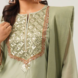 Women Green Ethnic Three Piece